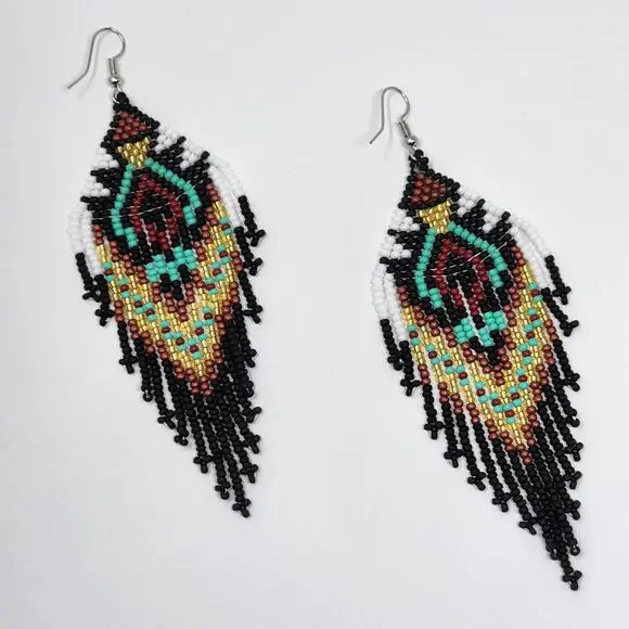 Drumming To The Beat Boho Beaded Earrings - Picture 2 of 7